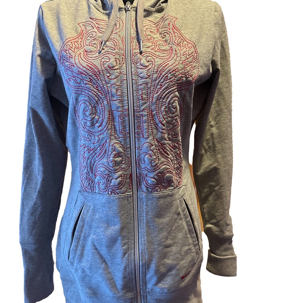 Gray Embroidered Hoodie